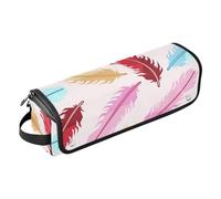 Borsa porta attrezzi con piume colorate, con tappetino resistente al calore, borsa organizer portatile per arricciacapelli, piastre, spazzole, fermagli e fascette per capelli