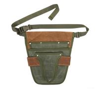 Borsa porta attrezzi da giardino con tela cerata impermeabile e 8 tasche, cinghie convertibili per l'uso (verde e marrone)