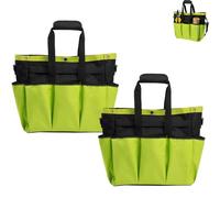 Borsa porta attrezzi impermeabile con cinghia regolabile, organizer multi-tasca per attrezzi da giardino, per giardinieri, appaltatori e uso fai da te, per interni ed esterni, garage (verde, 2 pezzi)