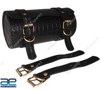 Borsa porta attrezzi in pelle nera per Royal Enfield BSA Triumph AJS NUOVA