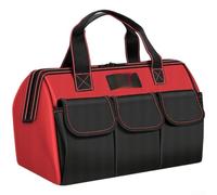Borsa porta attrezzi in tela Oxford rossa resistente con rinforzo in acciaio e strisce di sicurezza riflettenti per riporre attrezzi da elettricista (B)