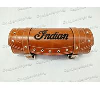 Borsa porta attrezzi indiana incisa sulla forcella anteriore in pelle marrone...