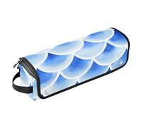 Borsa porta attrezzi moderna con motivo a squame blu, con tappetino resistente al calore, borsa organizer portatile per arricciacapelli, piastre, spazzole, fermagli e fascette per capelli