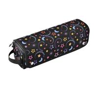 Borsa porta attrezzi per capelli colorata con stella e luna su sfondo nero, con tappetino resistente al calore, borsa organizer portatile per arricciacapelli, piastre, spazzole, fermagli e fascette