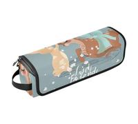 Borsa porta attrezzi per capelli con cervo e coniglietto, con tappetino resistente al calore, borsa organizer portatile per arricciacapelli, piastre, spazzole, fermagli e fascette per capelli