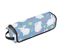 Borsa porta attrezzi per capelli con grazioso coniglio bianco con tappetino resistente al calore, borsa organizer portatile per arricciacapelli, piastre, spazzole, fermagli e fascette per capelli