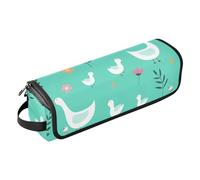 Borsa porta attrezzi per capelli con oche e fiori con tappetino resistente al calore, borsa organizer portatile per arricciacapelli, piastre, spazzole, fermagli e fascette per capelli