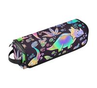 Borsa porta attrezzi per lo styling dei capelli con dinosauri colorati, cactus, aloe e pietre, con tappetino resistente al calore, borsa organizer portatile per arricciacapelli, piastre, spazzole,