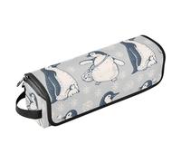 Borsa porta attrezzi per lo styling dei capelli con grazioso pinguini e fiocchi di neve, con tappetino resistente al calore, borsa organizer portatile per arricciacapelli, piastre, spazzole, fermagli