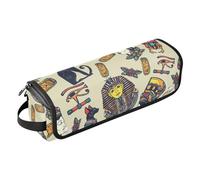 Borsa porta attrezzi per lo styling dei capelli del faraone egiziano con gatto nero e scarabeo, con tappetino resistente al calore, borsa organizer portatile per arricciacapelli, piastre, spazzole,