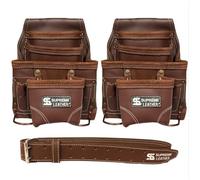 Borsa porta attrezzi professionale in pelle pieno fiore, organizer, protegge gli strumenti, migliora l'efficienza del lavoro (marrone rustico, standard)