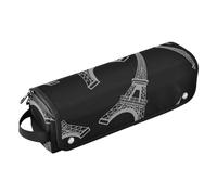 Borsa porta attrezzi senza cuciture con torre Eiffel, con tappetino resistente al calore, borsa organizer portatile per arricciacapelli, piastre, spazzole, fermagli e fascette per capelli