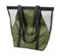 Borsa porta attrezzi trasparente con tessuto Oxford 1680D e tasche interne per organizzare gli oggetti essenziali durante la spiaggia, il campeggio o le gite di shopping quotidiane, colore nero (verde