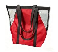 Borsa porta attrezzi trasparente con tessuto Oxford 1680D e tasche interne per organizzare gli oggetti essenziali durante la spiaggia, il campeggio o le gite di shopping quotidiane, colore nero (rosso