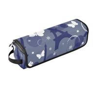 Borsa porta attrezzi vintage con motivo Torre Eiffel con farfalla e tappetino resistente al calore, borsa organizer portatile per arricciacapelli, piastre, spazzole, fermagli e fascette per capelli