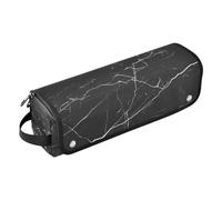 Borsa porta attrezzi vintage in marmo nero con tappetino resistente al calore, borsa organizer portatile per arricciacapelli, piastre, spazzole, fermagli e fascette per capelli