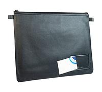 Borsa porta banconote, Borsa per soldi e documenti con cerniera e finestra per biglietti da visita ed etichettatura, 32 x 26.5 cm, in finta pelle, colore nero, adatta per documenti fino a DIN A4