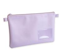 Borsa porta banconote, Borsa per soldi e documenti con cerniera e finestra per biglietti da visita ed etichettatura, 27 x 17 cm, in finta pelle, colore viola, adatta per documenti fino a DIN A5