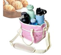 Borsa porta bevande, 4 scomparti, con tracolla regolabile, per picnic, viaggi, palestra, spiaggia, escursioni, campeggio, attività all'aperto, Rosa e bianco., Refer to description, Unisex