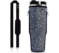 Borsa porta bottiglia d'acqua con strass per Stanley Quencher H2.0 e Adventure 1,134 g, in neoprene, con manico e cinghia regolabile, per escursionismo, palestra, viaggi all'aperto (nero)