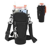 Borsa Porta Bottiglia D'acqua per Stanley Cup 40 oz, Porta Borraccia Tracolla, Stanley Cup Accessori con Scomparto per Cellulare e Tracolla Regolabile per Corsa Campeggio Ciclismo, Nero