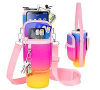 Borsa porta bottiglie d'acqua con tasca per telefono compatibile con Stanley/Meoky bicchiere da 1134 g con manico, custodia per bottiglia d'acqua con cinturino regolabile, compatibile con accessori