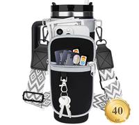 Borsa porta bottiglie d'acqua con tracolla in tela per bicchiere Stanley da 1,18 litri con manico, custodia per bottiglia d'acqua con tasca per telefono da 17 cm, accessori per Stanley Cup, regali di