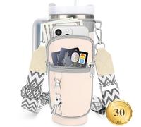 Borsa porta bottiglie d'acqua con tracolla in tela per bicchiere Stanley da 880,5 g con manico, custodia per bottiglia d'acqua con tasca per telefono da 17 cm, accessori per Stanley Cup, regali di