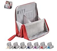 Borsa porta cosmetici verticale, borsa per il trucco, borse per il trucco da viaggio parallele pieghevoli, organizer per il trucco da viaggio portatile, borse da toilette con scomparti(Red)