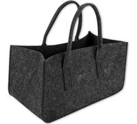 Borsa porta legna Cesto porta legna da ardere in feltro non tessuto con doppio manico multicolore 50x25x25cm(Black)