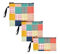Borsa porta merenda, a quadretti, riutilizzabile, con cerniera, 3 pezzi, per gli amici del campeggio e gli attrezzi