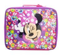 Borsa porta merenda termica rettangolare Minnie Mouse Bold Florals - Borsa portapranzo per bambini in tessuto con manico e cerniera per la scuola, idea regalo
