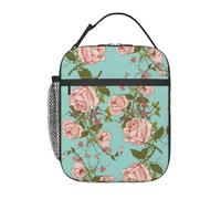 Borsa porta pranzo floreale romantica con bellissimi mazzi di rose nostalgiche, doppia isolante, a prova di perdite, borsa porta pranzo, organizer per pranzo, per lavoro, picnic, viaggio, campeggio