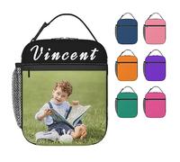 Borsa Porta Pranzo Personalizzabile con Foto e Scritte, Portatile Borsa Termica Pranzo al Sacco con Rivestimento Isolante a Prova di perdite Per Scuola, Ufficio, Lavoro, Picnic , DIY Disegna il Tuo