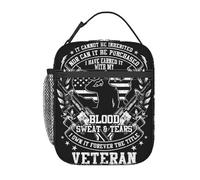 Borsa porta pranzo portatile con chiusura a cerniera riutilizzabile, a prova di perdite, per lavoro, ufficio, picnic, Sangue, Sudore e Lacrime dei Veterani