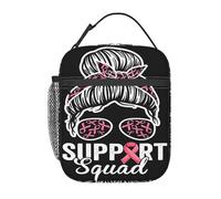 Borsa porta pranzo portatile con chiusura a cerniera riutilizzabile e a prova di perdite, per sostenere le donne che lottano contro il cancro al seno, con nastro rosa, per lavoro, ufficio e picnic.