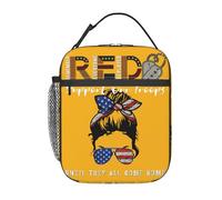 Borsa porta pranzo portatile con grafica patriottica "Supporta le nostre truppe", riutilizzabile, con chiusura a cerniera, a prova di perdite, per lavoro, ufficio e picnic.