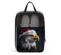 Borsa porta scarpe da golf con aquila calva che indossa cappello di Babbo Natale, per viaggi e uso quotidiano, anti-polvere, porta scarpe da golf