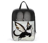 Borsa porta scarpe da golf con gatto bianco e nero con ali di fata, per viaggi e uso quotidiano, anti-polvere, custodia per scarpe da golf