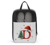 Borsa porta scarpe da golf con lettera D rossa che indossa cappello di Babbo Natale, per viaggi e uso quotidiano, anti-polvere, porta scarpe da golf