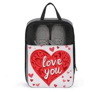 Borsa porta scarpe da golf con lettere rosse a forma di cuore, per San Valentino, per viaggi, uso quotidiano, anti-polvere, porta scarpe da golf