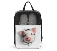 Borsa porta scarpe da golf con maiale che sbircia fuori da un foro, per viaggi e uso quotidiano, anti-polvere, porta scarpe da golf