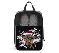 Borsa porta scarpe da golf con mucca delle Highland che indossa cappello di Babbo Natale per viaggi uso quotidiano anti-polvere porta scarpe da golf