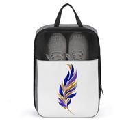 Borsa porta scarpe da golf con piuma d'oro, blu reale e viola, per viaggi e uso quotidiano, anti-polvere, porta scarpe da golf