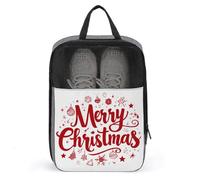 Borsa porta scarpe da golf con scritta "Merry Christmas", per viaggi e uso quotidiano, anti-polvere, con scritta in lingua inglese "Merry Christmas"