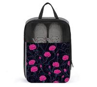 Borsa porta scarpe da golf in stile gotico rosa con garofani per viaggi e uso quotidiano anti-polvere