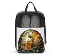 Borsa porta scarpe da golf in vetro colorato con fiori di fata nella foresta, per viaggi e uso quotidiano, anti-polvere, custodia per scarpe da golf
