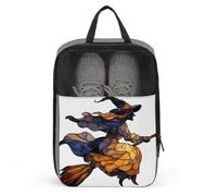 Borsa porta scarpe da golf in vetro colorato con strega seduta su manico di scopa per viaggi e uso quotidiano anti-polvere