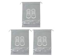 Borsa porta scarpe in tessuto non tessuto da 3 pezzi, traspirante, leggera, a prova di polvere, con finestra in PVC trasparente, per riporre i viaggi a casa, grigio L, taglia M. (Nessun danno nella