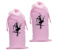 Borsa Porta Scarpette da Danza Classica 2 Pezzi in Raso Rosa | Formato 13x27 Cm, Chiusura Cordoncino, Riutilizzabili e Portatili per Organizzare le Calzature